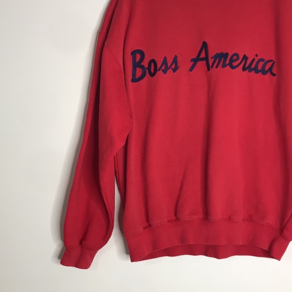 Vintage boss America red pullover unisex sweater size medium - Picture 3 of 10